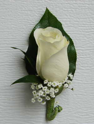Simple White Rose Boutonniere